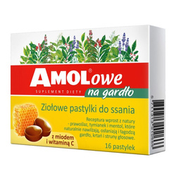 AMOLowe na gardło z miodem i witaminą C 16 pastylek do ssania