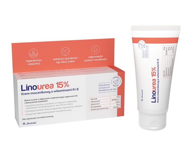 PRZEDS. ZIOŁOLEK SP. Z Linourea 15% Creme Harnstoff mit Vitaminen A+E, 50 g, Mindesthaltbarkeitsdatum 10.26